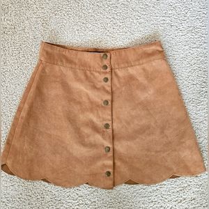 Suede button down skirt